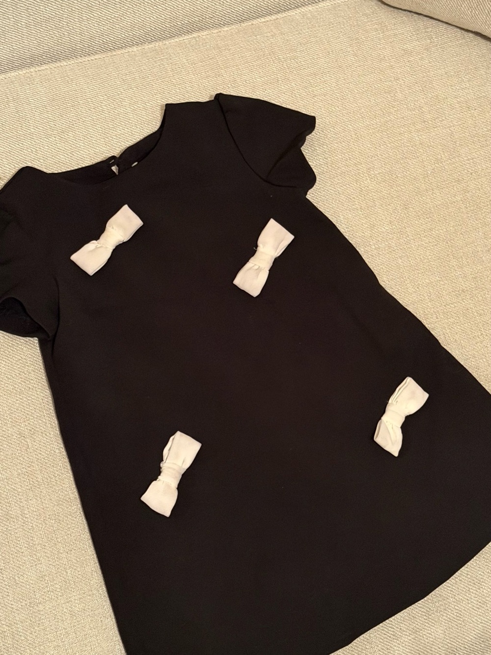 Zara Black Dress with Cream Bow Appliquรฉs